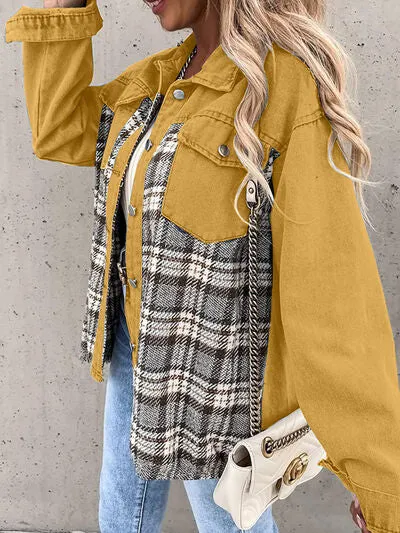 Hollie Plaid Button Up Dropped Shoulder Jacket