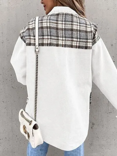 Hollie Plaid Button Up Dropped Shoulder Jacket