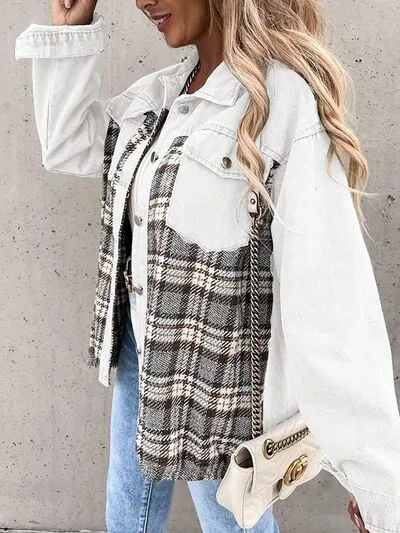Hollie Plaid Button Up Dropped Shoulder Jacket