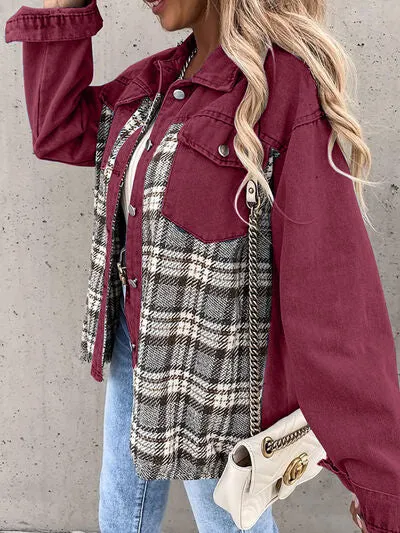 Hollie Plaid Button Up Dropped Shoulder Jacket