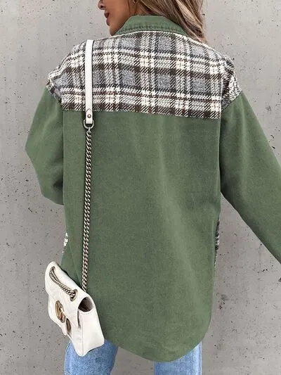 Hollie Plaid Button Up Dropped Shoulder Jacket