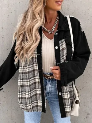 Hollie Plaid Button Up Dropped Shoulder Jacket