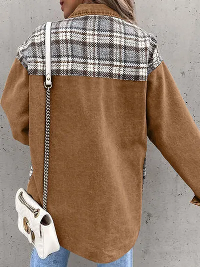 Hollie Plaid Button Up Dropped Shoulder Jacket