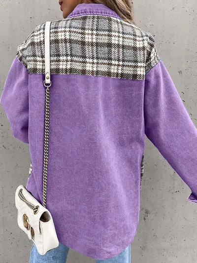 Hollie Plaid Button Up Dropped Shoulder Jacket