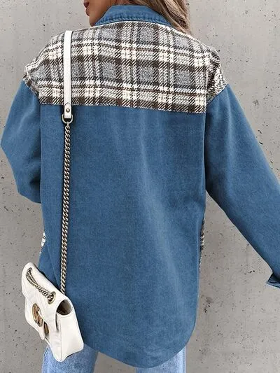 Hollie Plaid Button Up Dropped Shoulder Jacket