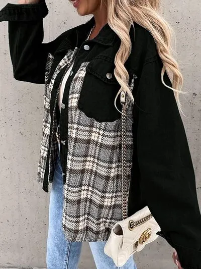 Hollie Plaid Button Up Dropped Shoulder Jacket