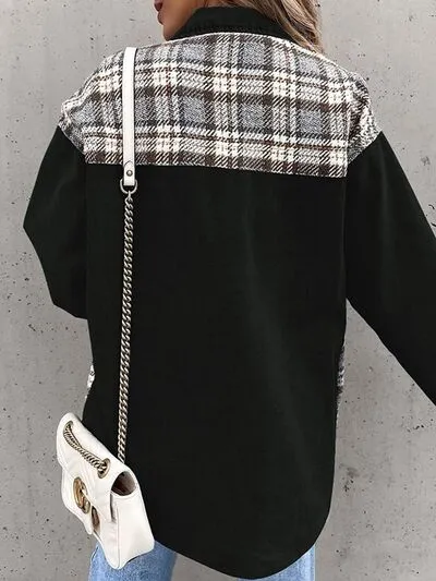 Hollie Plaid Button Up Dropped Shoulder Jacket