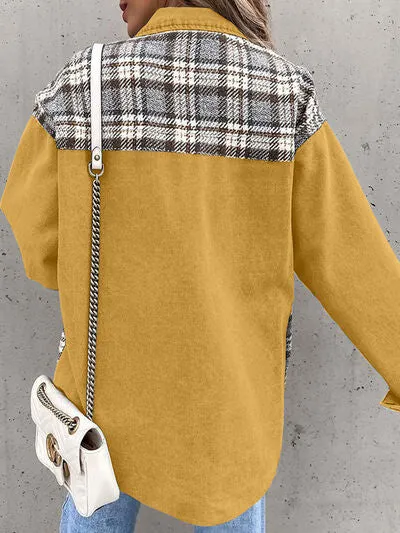 Hollie Plaid Button Up Dropped Shoulder Jacket