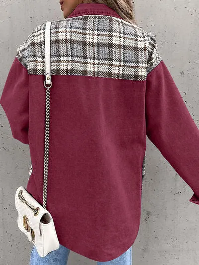 Hollie Plaid Button Up Dropped Shoulder Jacket