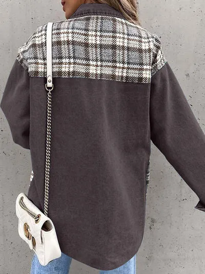 Hollie Plaid Button Up Dropped Shoulder Jacket
