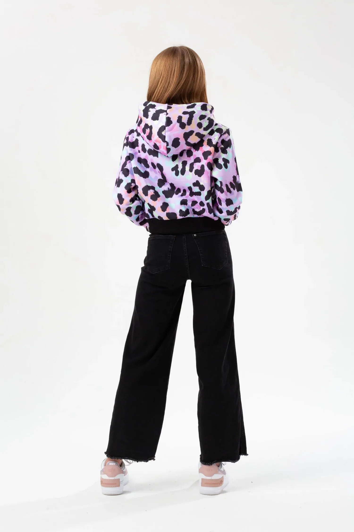 Hype Purple Rainbow Leopard Cropped Hoodie Yvlr547