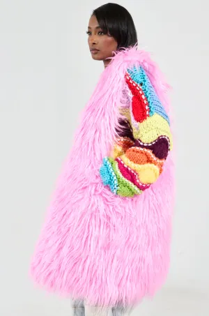 I LOVE YOU FAUX FUR OVERSIZED TOTE