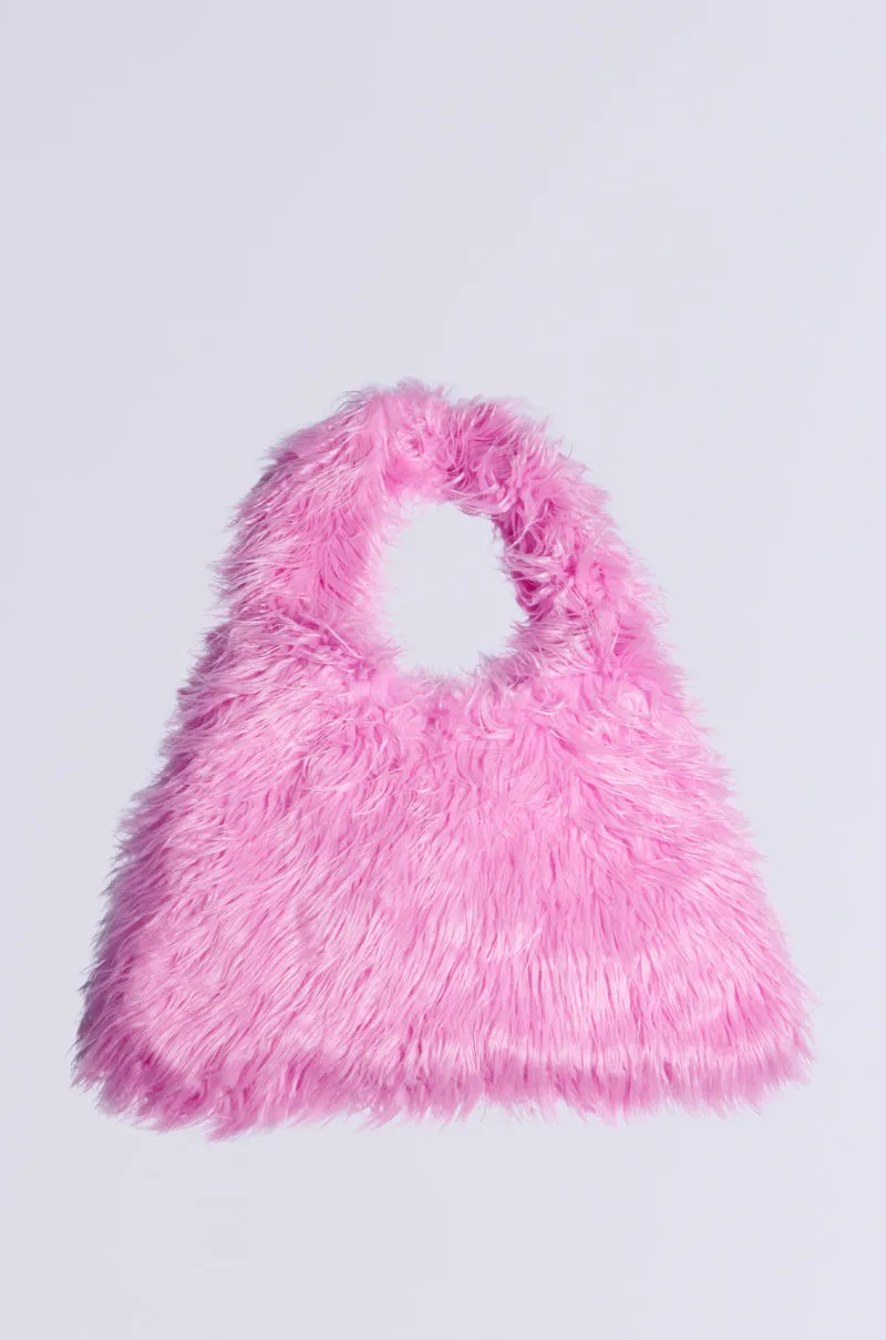 I LOVE YOU FAUX FUR OVERSIZED TOTE