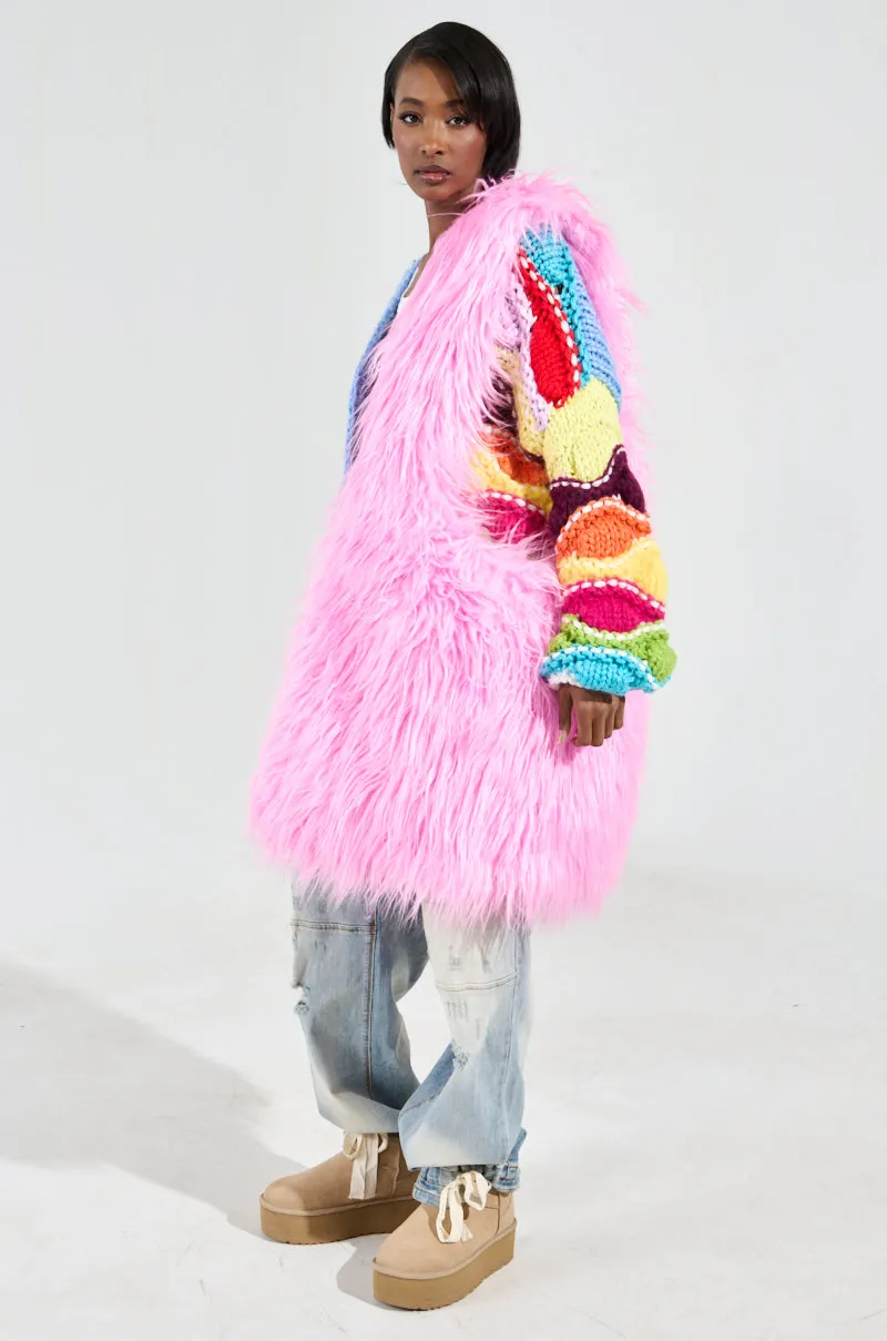 I LOVE YOU FAUX FUR OVERSIZED TOTE