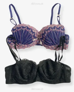 Imported Stocklot Branded  Net Pushup Bra - Underwired Bra  - Non Padded Bra - Pack of 2