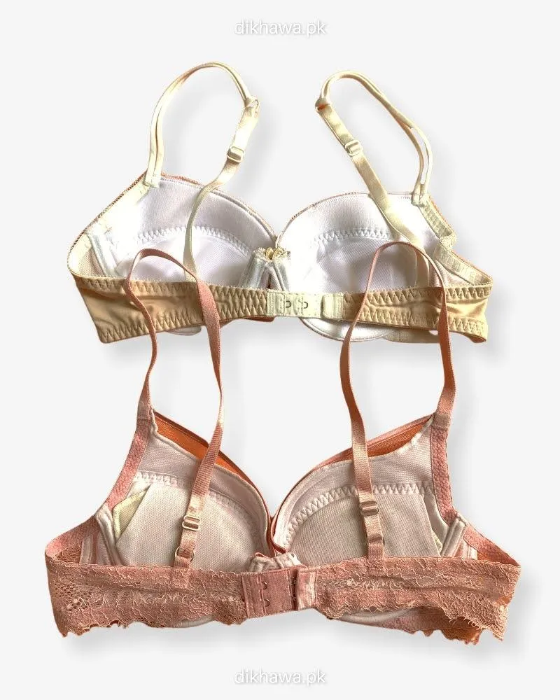 Imported Stocklot Branded  Net Pushup Bra - Underwired Bra  - Non Padded Bra - Pack of 2