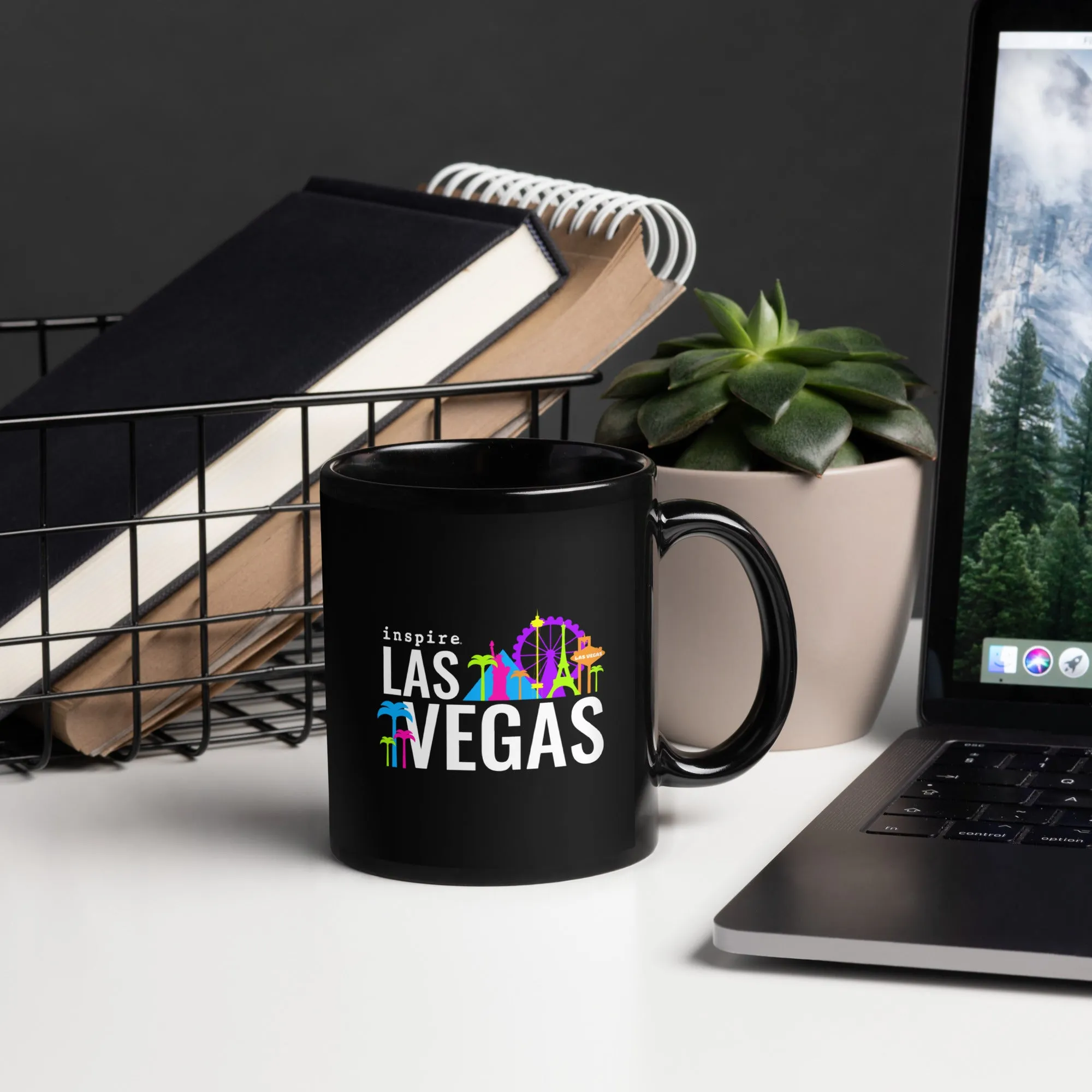 inspire Las Vegas Black Glossy Mug