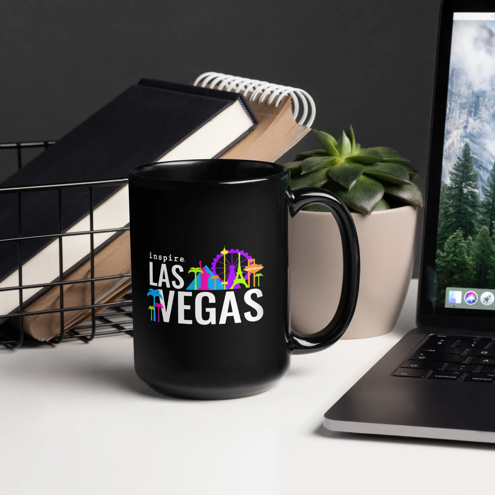 inspire Las Vegas Black Glossy Mug