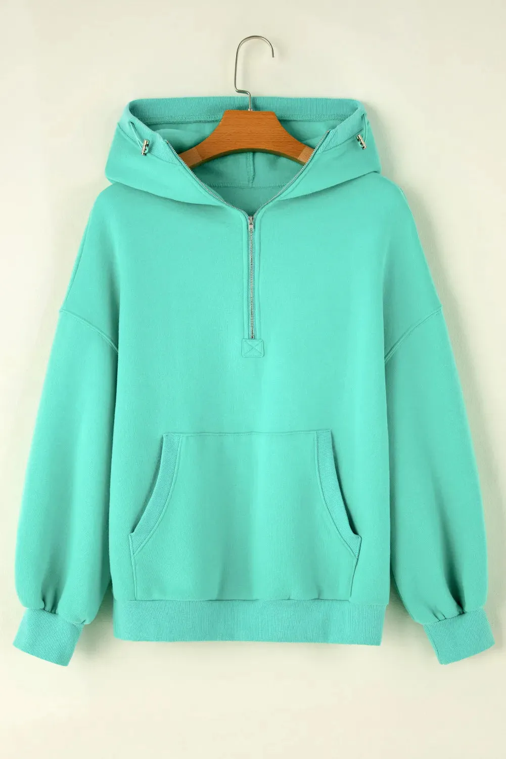 Jeannie Pocketed Half Zip Long Sleeve Hoodie