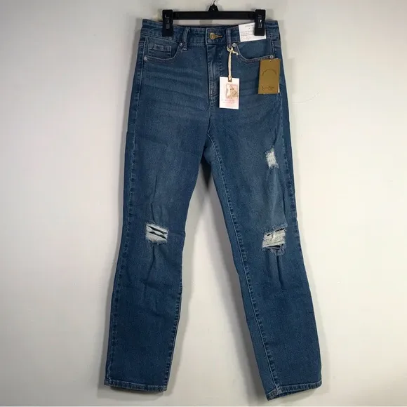 Jessica Simpson On the Run Hi-Rise Slim Straight Jean, Women's Size 25 - Blue