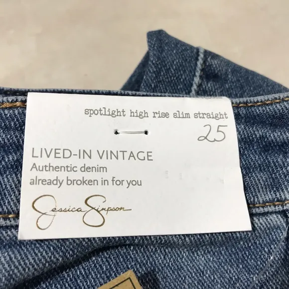 Jessica Simpson On the Run Hi-Rise Slim Straight Jean, Women's Size 25 - Blue