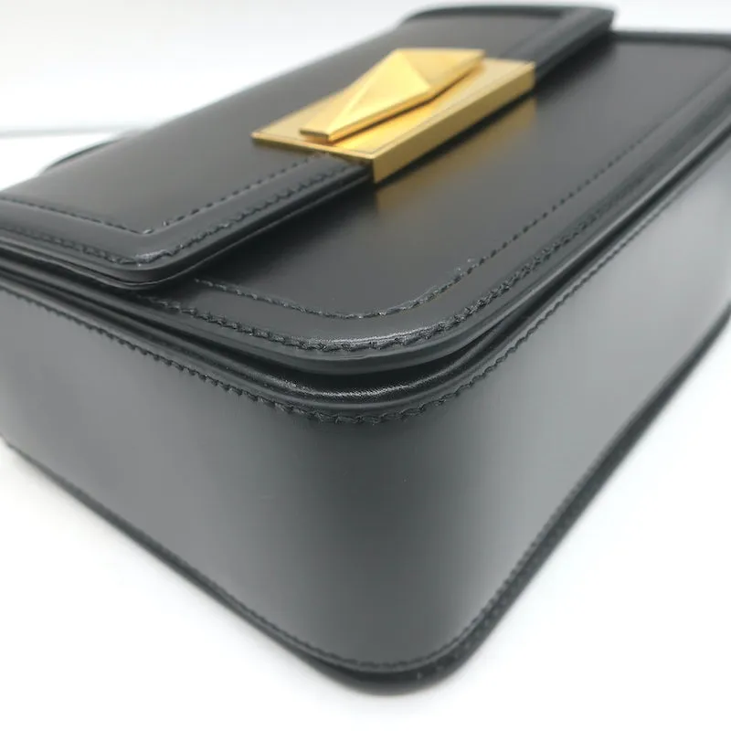 Jimmy Choo Diamond Top Handle Bag Black Box Calf Leather Small Crossbody NEW