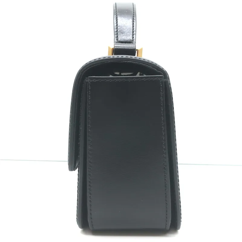 Jimmy Choo Diamond Top Handle Bag Black Box Calf Leather Small Crossbody NEW