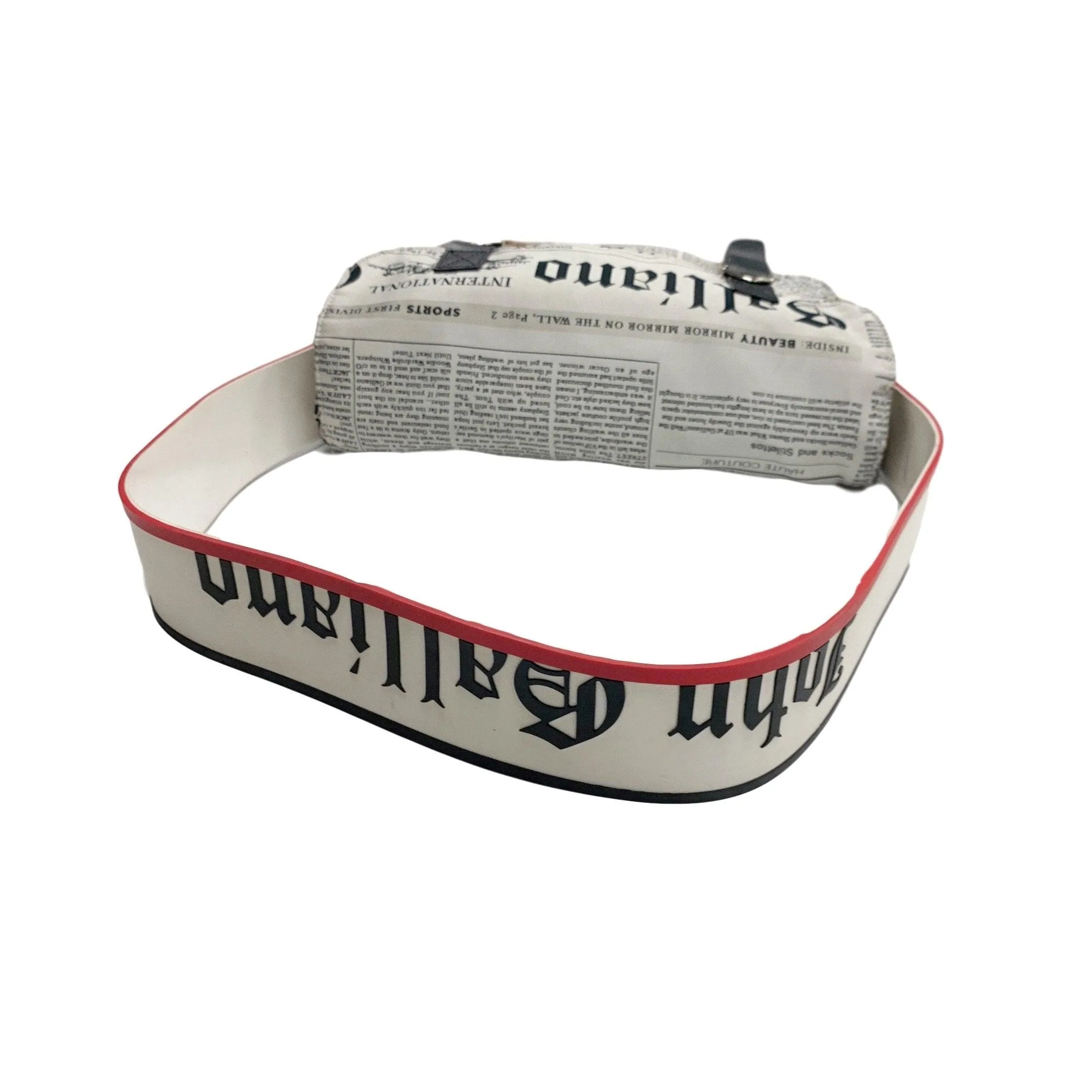 John Galliano White Newsprint Shoulder Bag