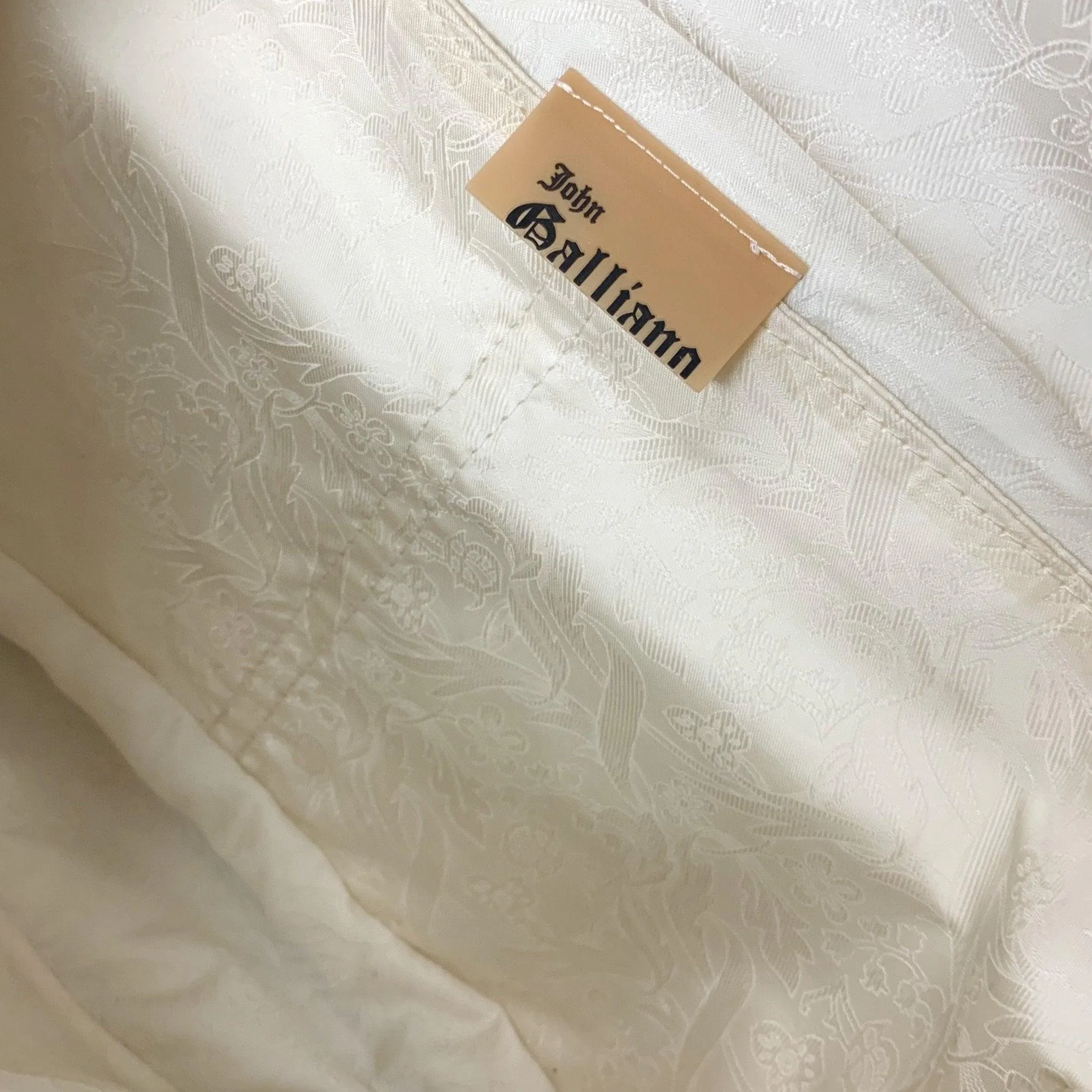 John Galliano White Newsprint Shoulder Bag