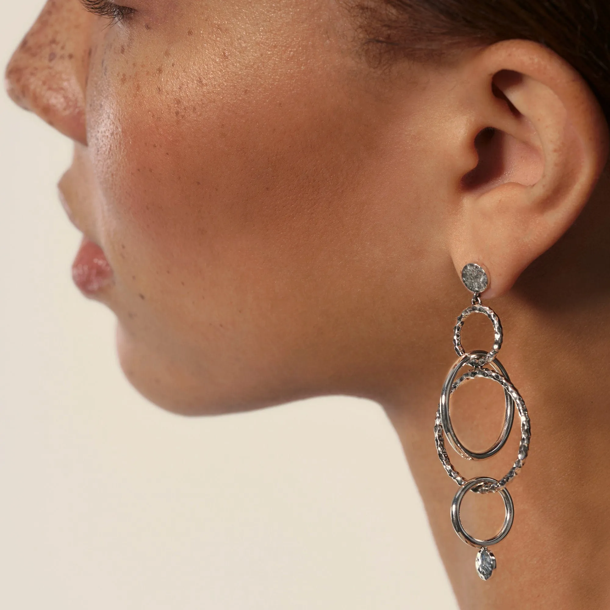 John Hardy Hammered Silver Dot Orbital Drop Earrings
