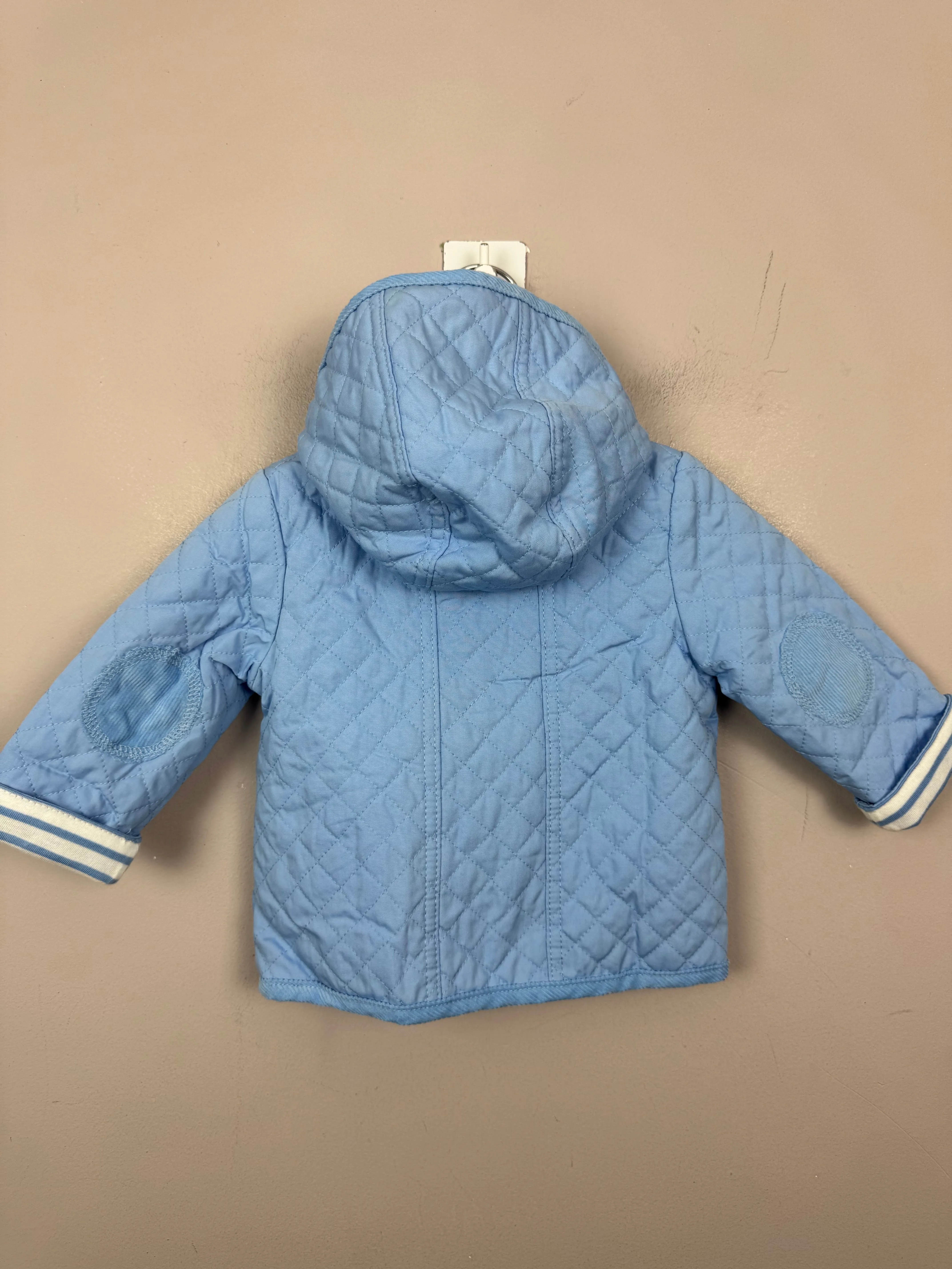 John Lewis sky blue quilted jacket 0-3m