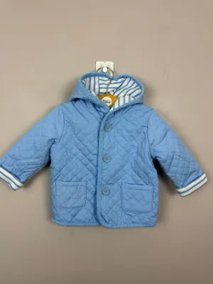 John Lewis sky blue quilted jacket 0-3m