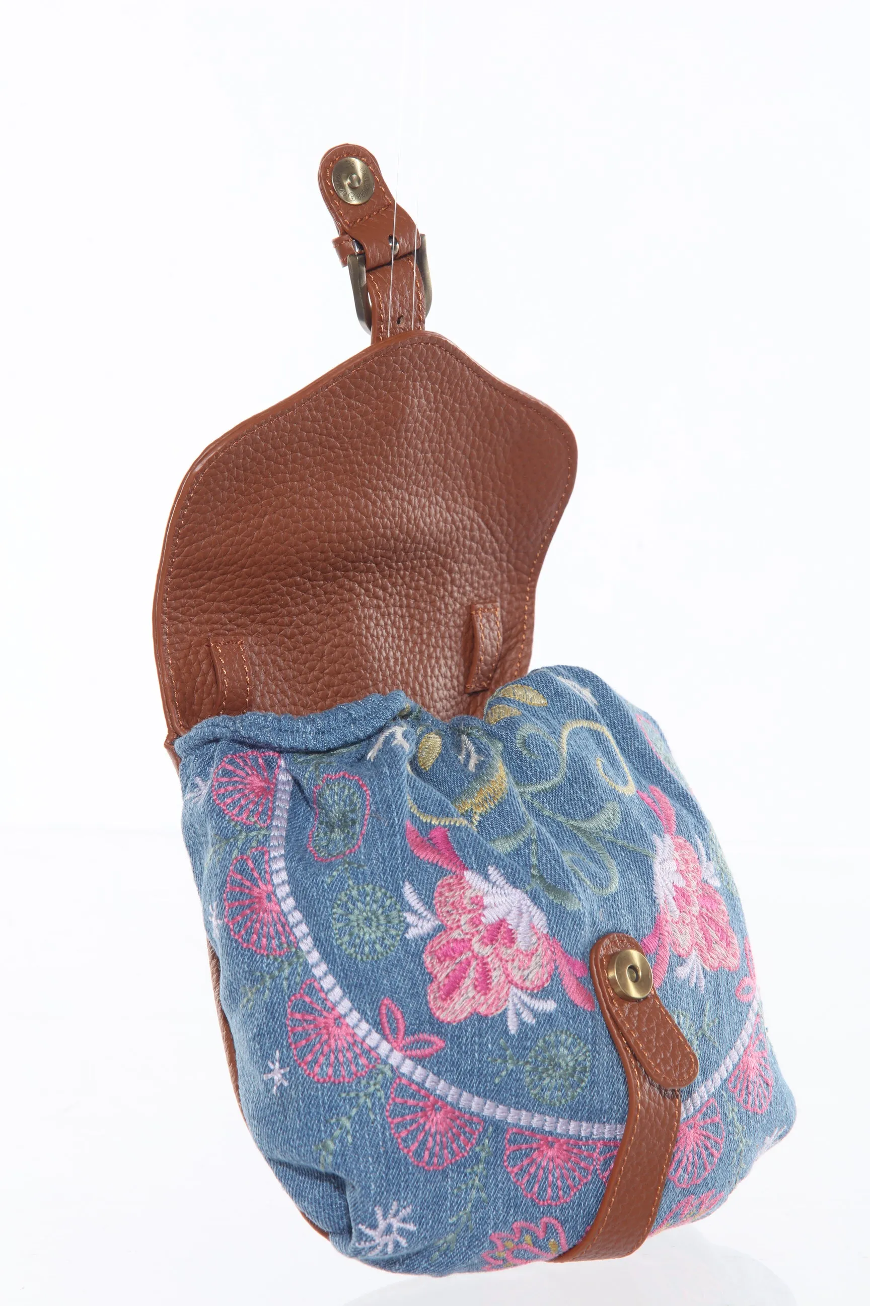 Johnny Was Workshop Denim Blue Ashlee Embroidered Belt Bag Boho Chic W07823