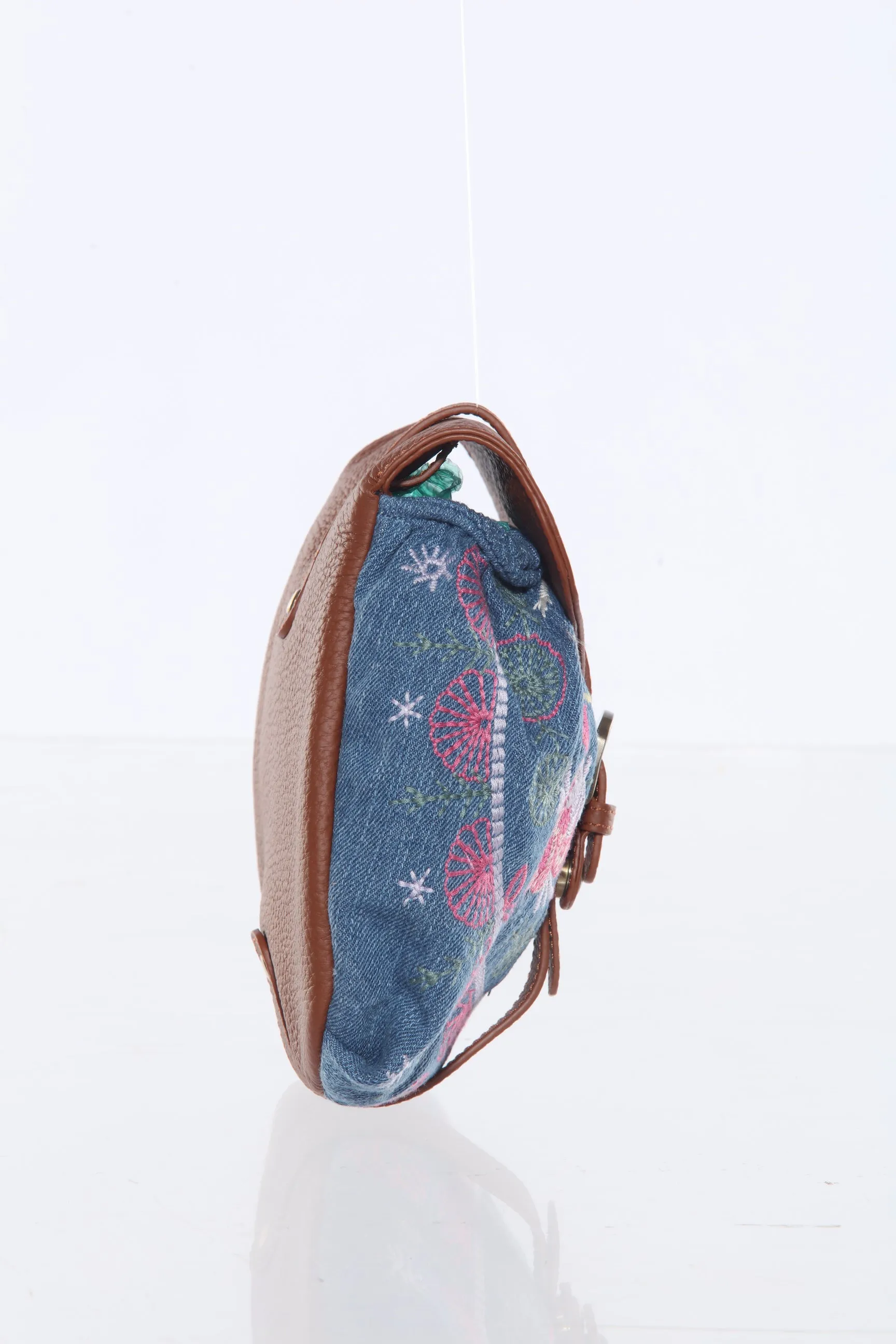 Johnny Was Workshop Denim Blue Ashlee Embroidered Belt Bag Boho Chic W07823