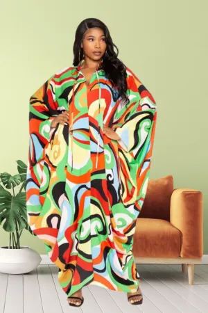 Kaleidoscopic Kaftan Dress