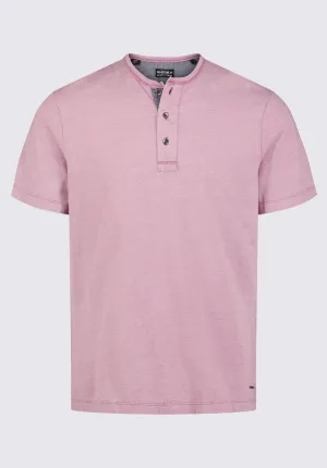 Kandy Men's Short Sleeve Henley, Light Pink - BM24387