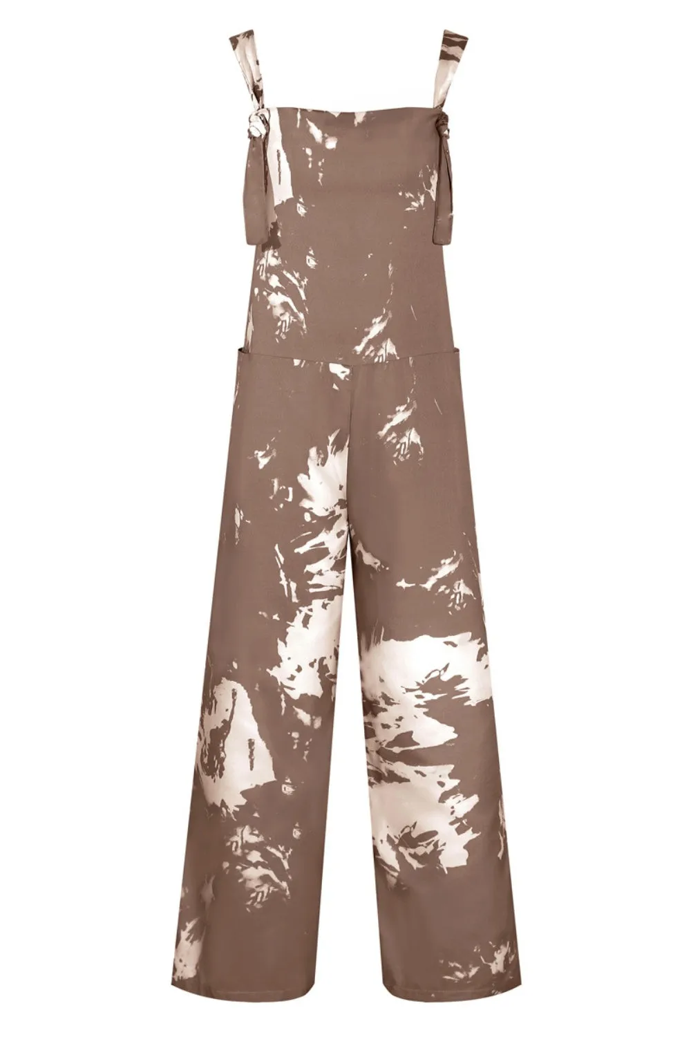 Katie Pocketed Tie-Dye Wide Strap Overalls