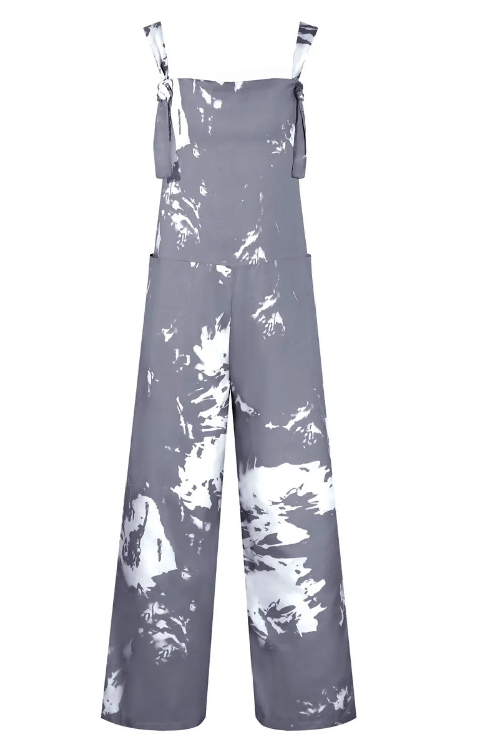 Katie Pocketed Tie-Dye Wide Strap Overalls