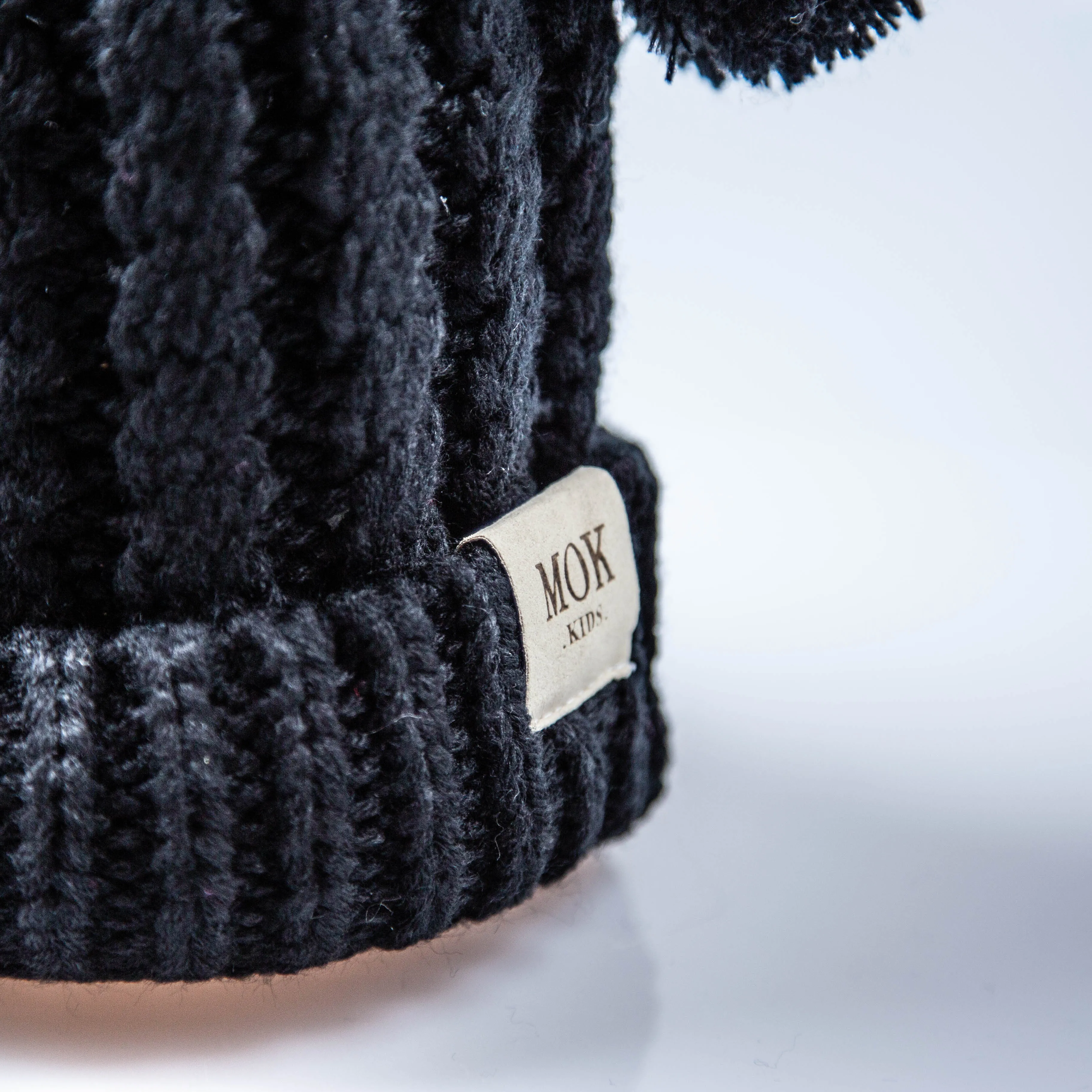 KIDS  DOUBLE POM Toque - Black