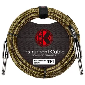 Kirlin Fabric 10 ft Straight Black Yellow Guitar Cable