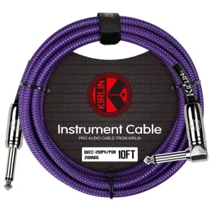 Kirlin Fabric 10 ft Straight/Angle Purple Guitar Cable
