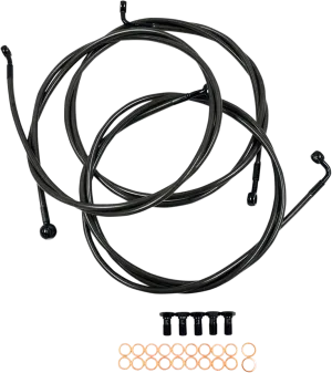 LA Choppers LA-8052B16M Midnight Braided Brake Lines - 15in.-17in. Ape Hangers
