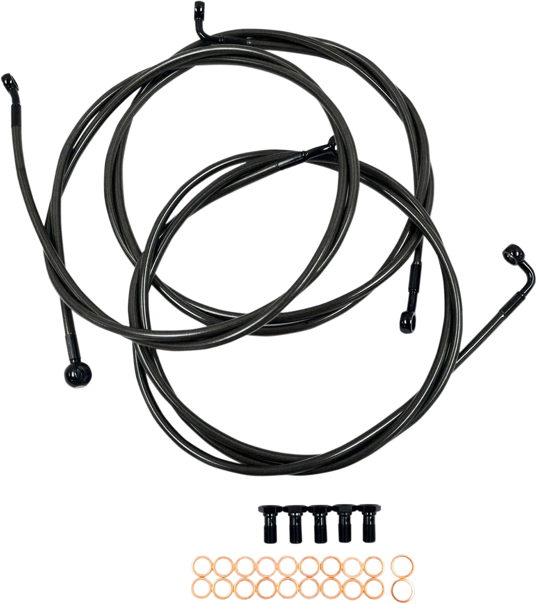 LA Choppers LA-8052B16M Midnight Braided Brake Lines - 15in.-17in. Ape Hangers