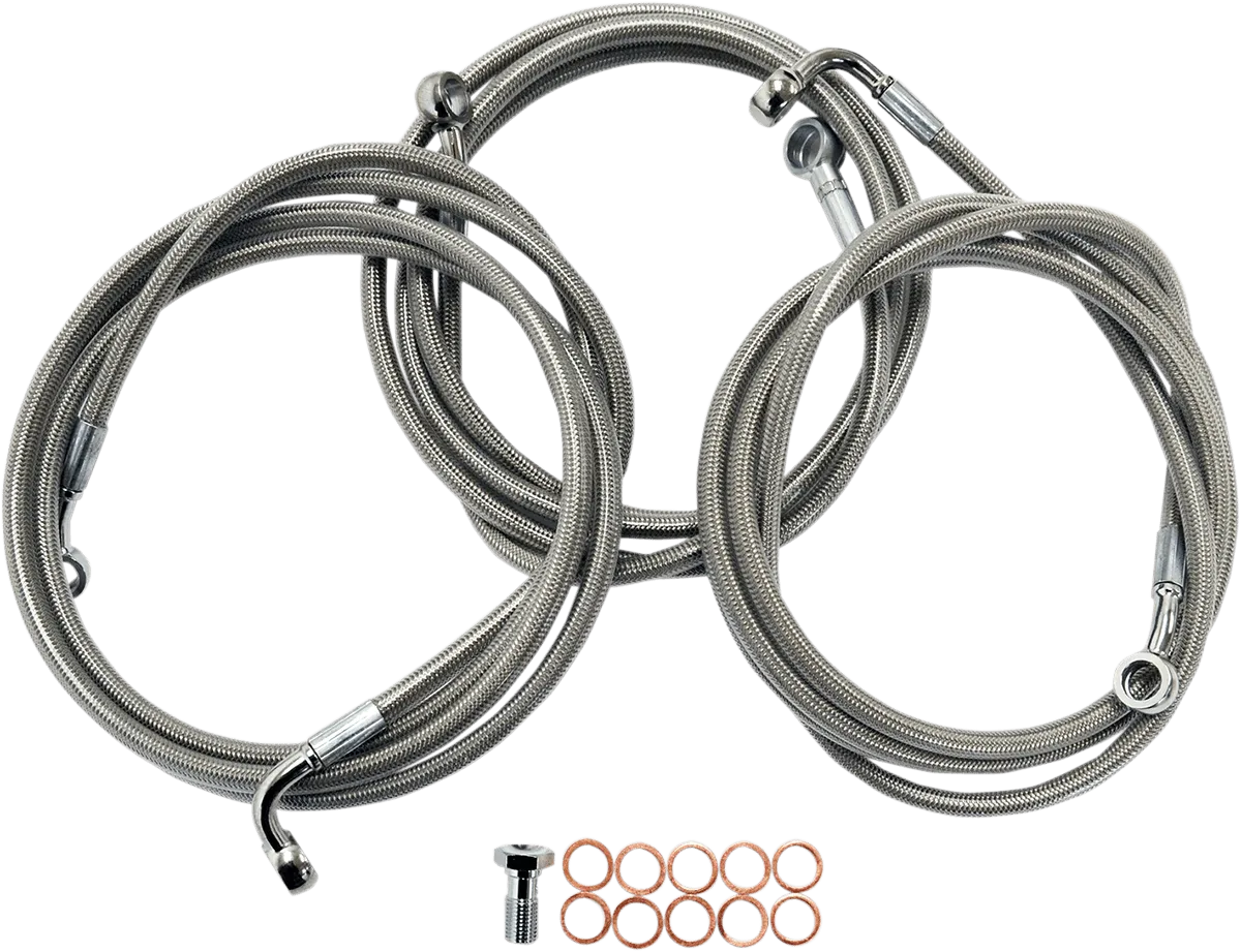 LA Choppers LA-8210B13 Stainless Steel Brake Line Kit - 12in.-14in. Ape Hangers