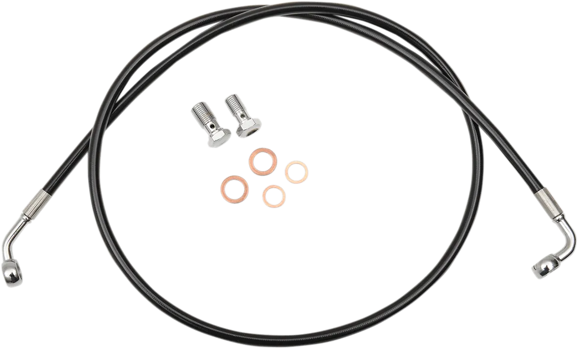 LA Choppers LA-8210B19B Black Vinyl-Coated Stainless Steel Brake Line Kit - 18in.-20in. Ape Hangers