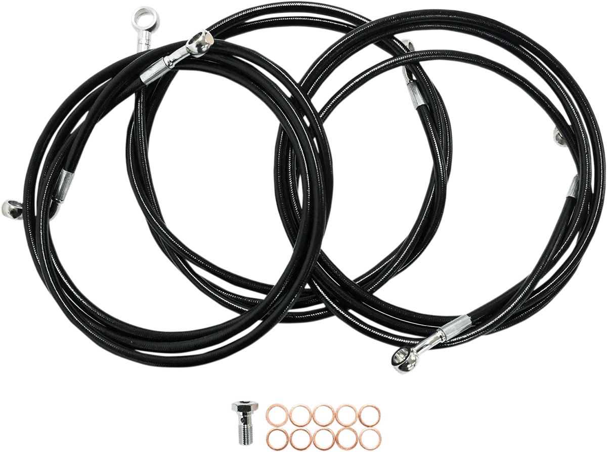 LA Choppers LA-8210B19B Black Vinyl-Coated Stainless Steel Brake Line Kit - 18in.-20in. Ape Hangers