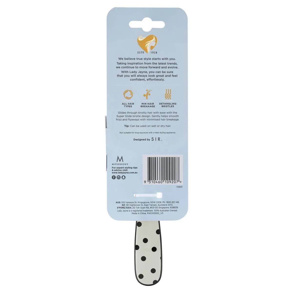 Lady Jayne Smooth & Knotless Detangling Brush Large