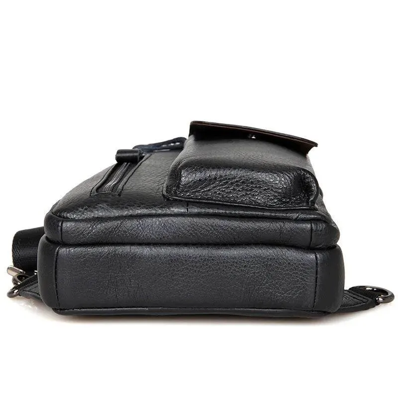 Leather Chest Sling Bag Waterproof Casual Real Leather Men Bag