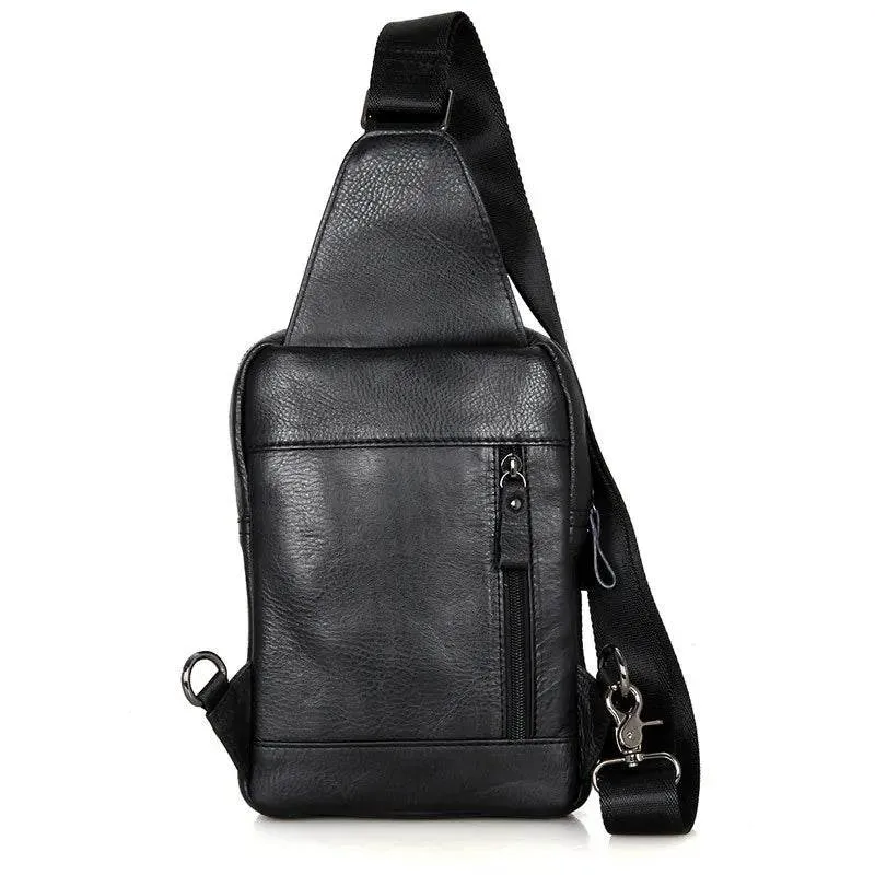 Leather Chest Sling Bag Waterproof Casual Real Leather Men Bag