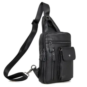 Leather Chest Sling Bag Waterproof Casual Real Leather Men Bag